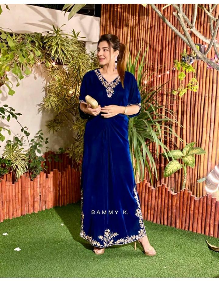 Navy Blue Velvet Caftan Navy Blue Velvet Caftan