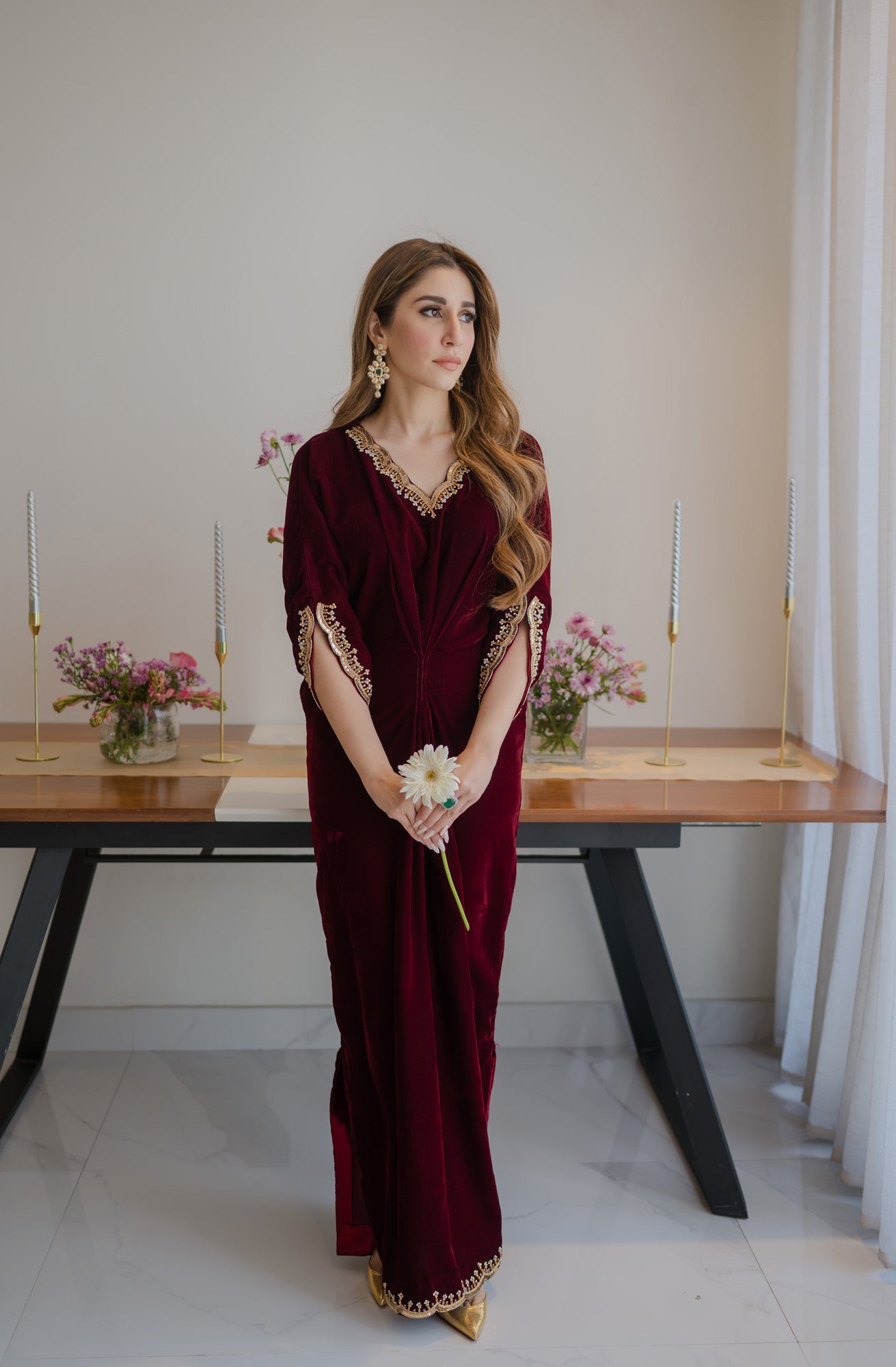 Maroon Velvet Caftan – Sammy K - PK