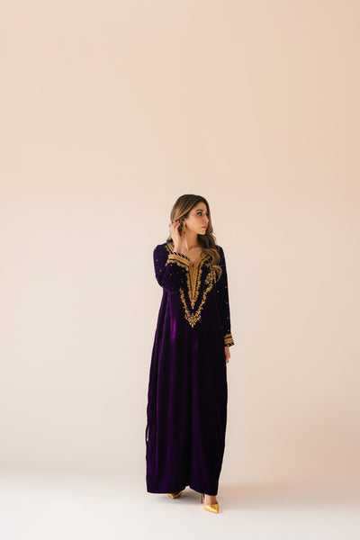 Purple Velvet Maxi Outfit