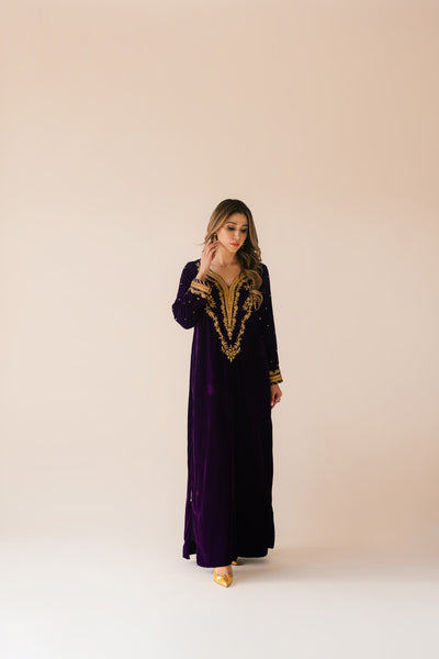 Purple Velvet Maxi Outfit