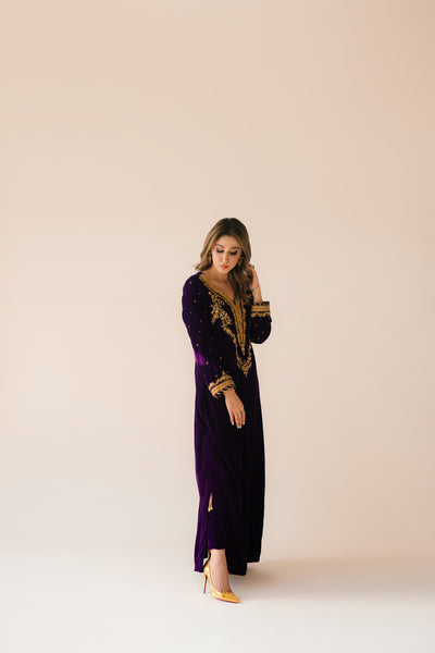 Purple Velvet Maxi Outfit