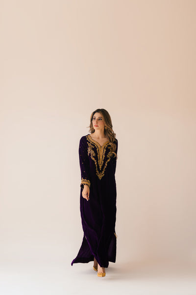 Purple Velvet Maxi Outfit