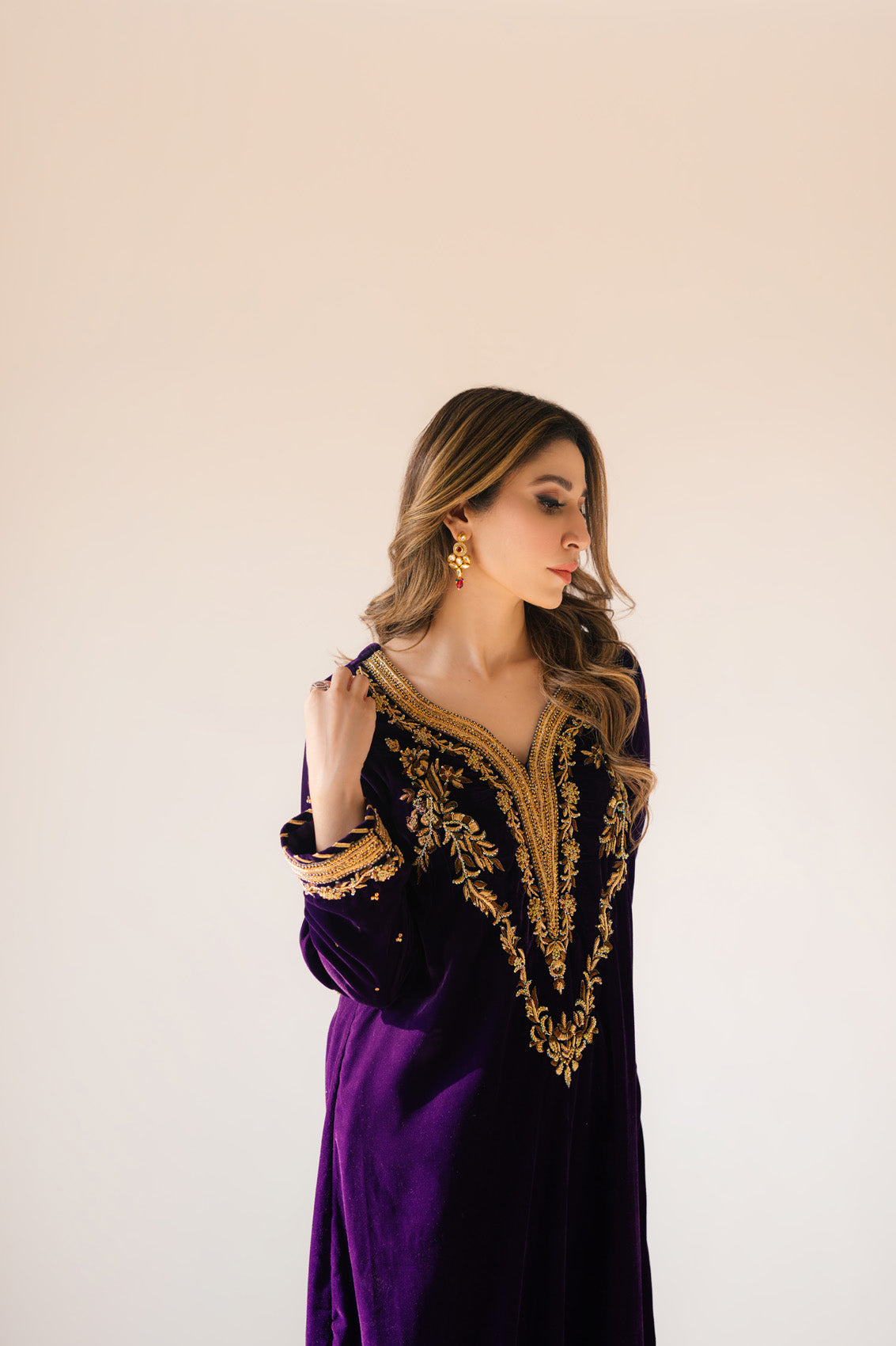 Purple Velvet Maxi Outfit