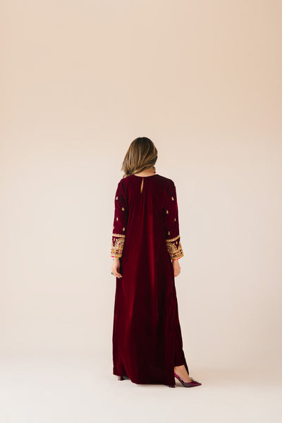 Maroon Maxi velvet Outfit