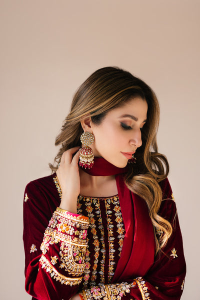 Maroon Maxi velvet Outfit