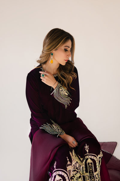 Burgundy velvet monument outfit