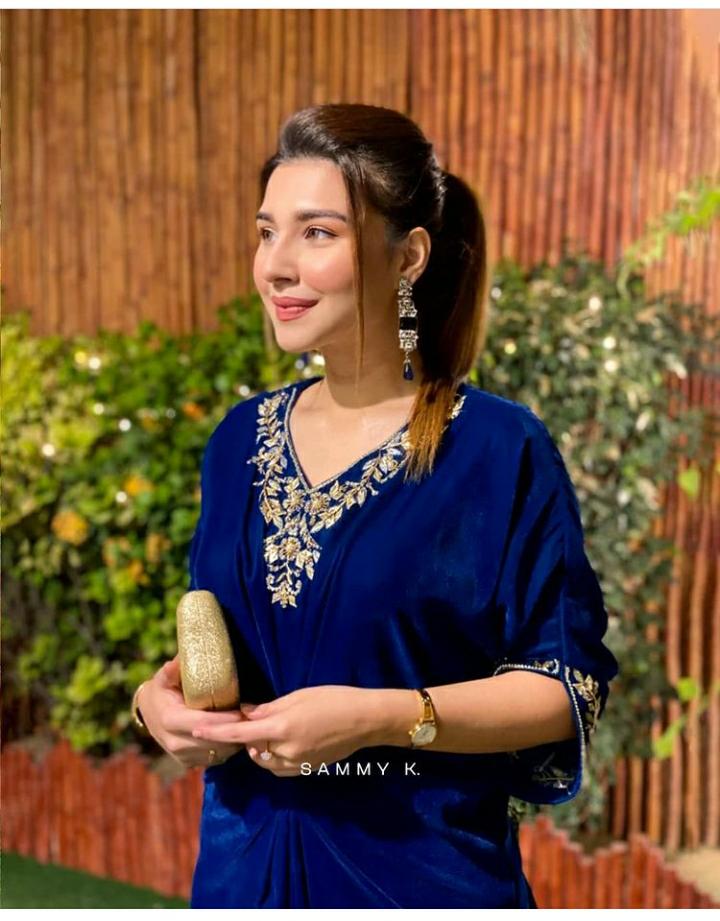 Navy Blue Velvet Caftan – Sammy K